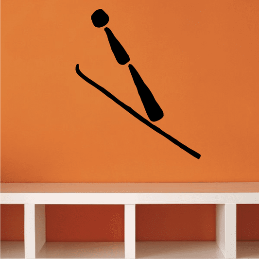 Skiing wall decal, black vinyl skier silhouette