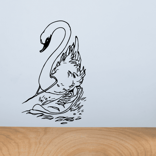 Black skiing wall decal of a person sliding with flame-like motion lines