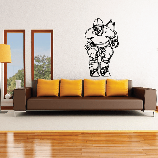 Cartoon astronaut skier wall decal in black and white