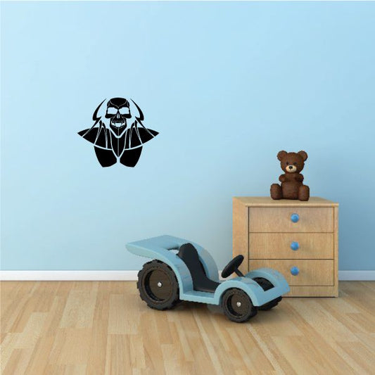Black skull vinyl decal sticker with hooded robe graphic