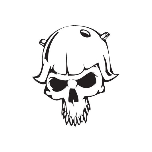 Skull vinyl wall decal, black-and-white skull wearing sunglasses and headphones