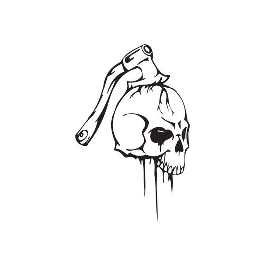 Skull vinyl wall decal with bold black outline and dripping graphic design