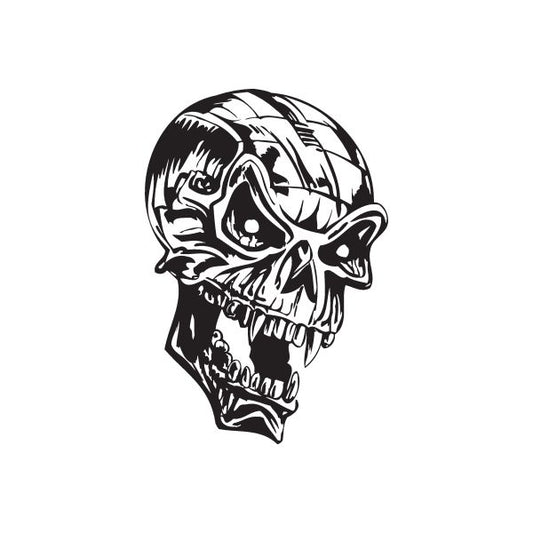 Skull wall decal, black and white cartoon skull graphic with open mouth
