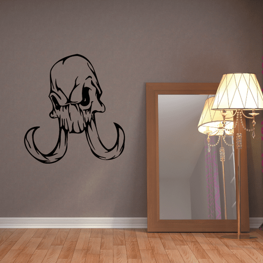Skull wall vinyl decal with bold black outline