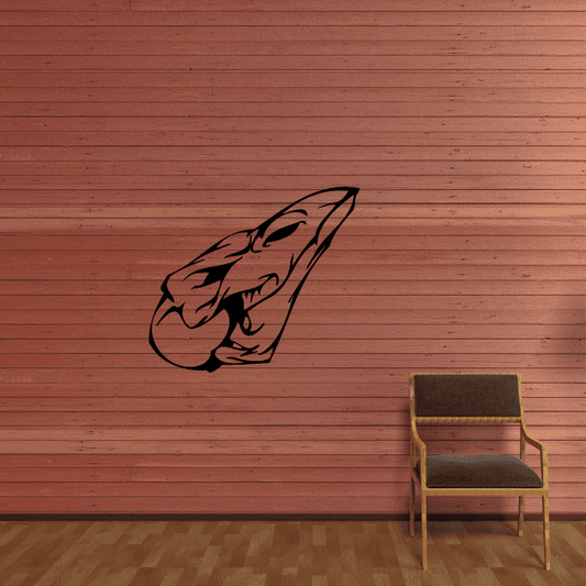 Stylized black skull vinyl wall decal with sharp lines and skull outline