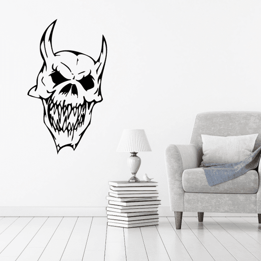 Skull head wall decal, black vinyl sticker