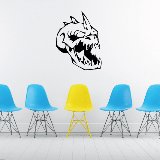 Skull wall decal vinyl sticker, black outline design
