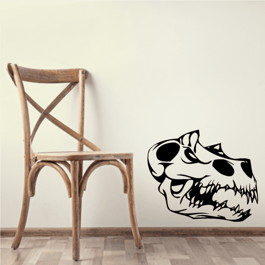 Skull wall decal, black vinyl skull head with open jaw design