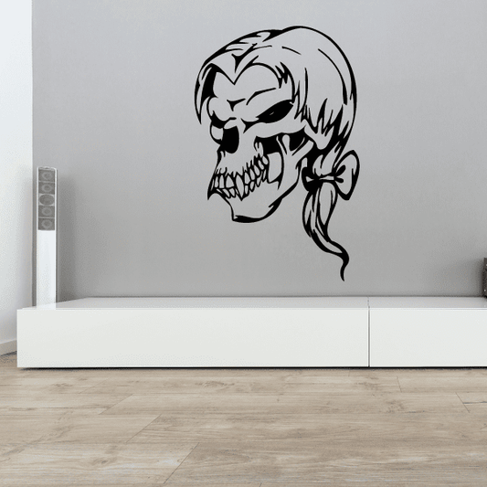 Skull wall decal, black mohawk skull vinyl sticker
