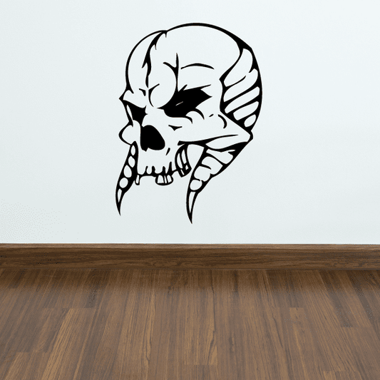 Skull wall decal vinyl sticker, black and white skull face design