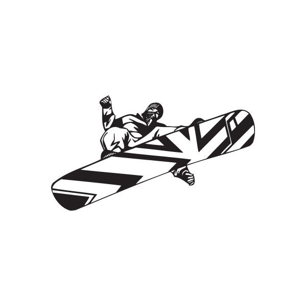 Snowboard wall decal showing black-and-white snowboarder on a board silhouette