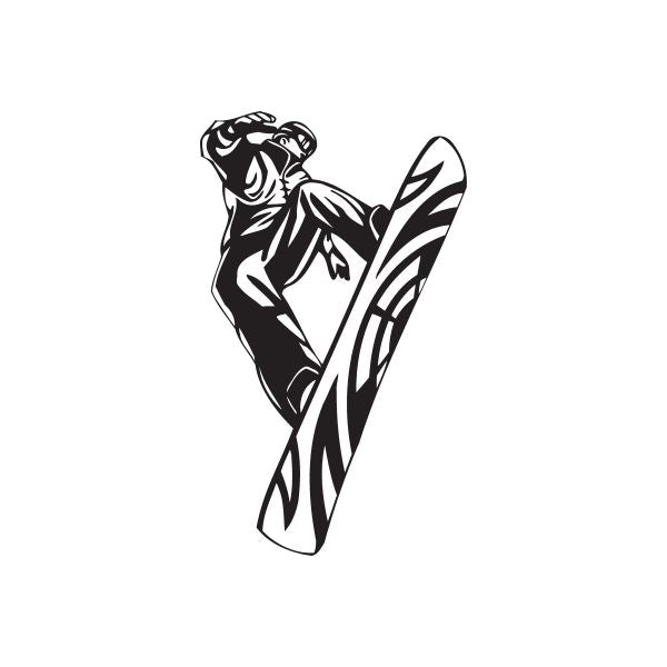Snowboarding wall decal: black dog riding a snowboard vinyl sticker