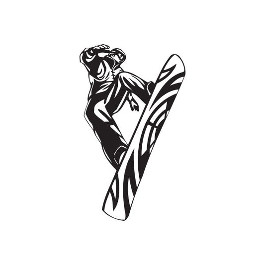 Snowboarding wall decal: black dog riding a snowboard vinyl sticker