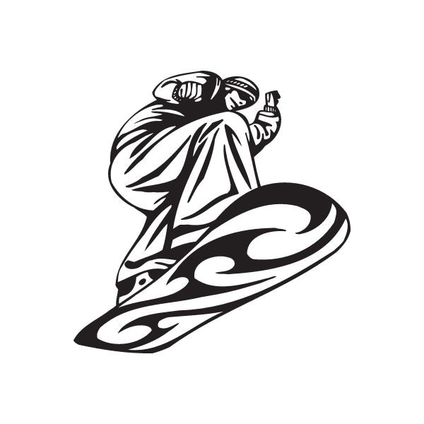 Snowboarding wall decal: black snowboarder graphic on a board