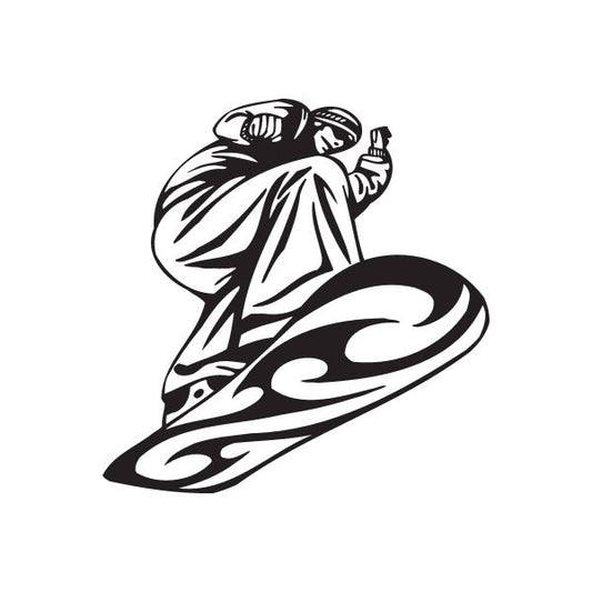 Snowboarding wall decal: black snowboarder graphic on a board