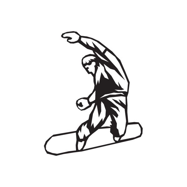 Snowboarding wall decal: black snowboarder action silhouette, vinyl sticker shape