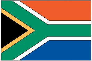 South Africa flag sticker, rectangular design with green, gold, white, and blue stripes