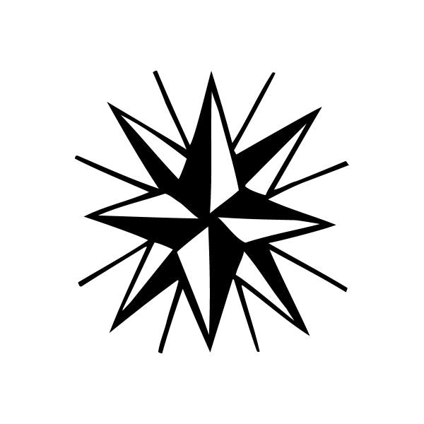 Black starburst vinyl decal sticker with sharp rays