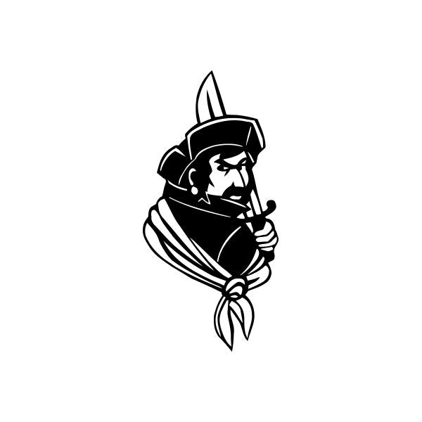 Space astronaut vinyl decal sticker, black and white cartoon with helmet and scarf