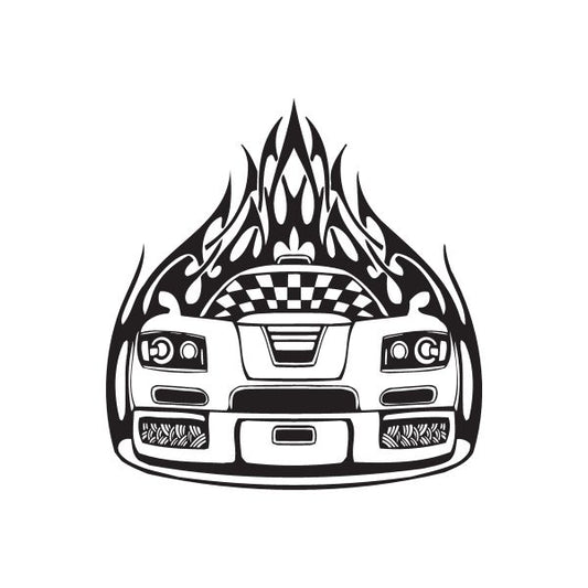 Image of Sports Car Flames Decal