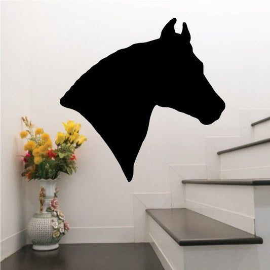 Black stallion head wall decal silhouette with upright ear and profile face