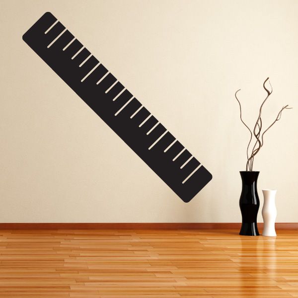 Black ruler decal with white measurement tick marks