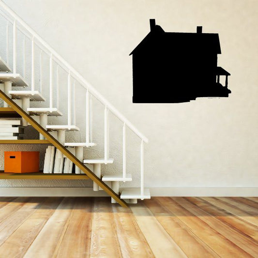 Black suburban house wall decal silhouette