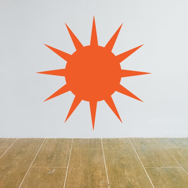 Orange sun wall vinyl decal sticker with pointed rays