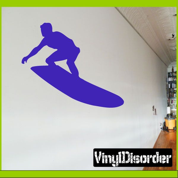Blue surfing rider wall decal silhouette