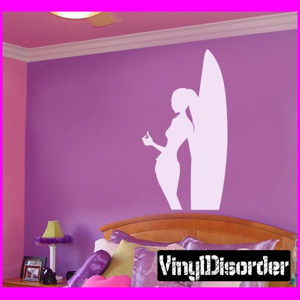 White surfer on surfboard vinyl wall decal