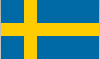 Sweden flag sticker with yellow Nordic cross on blue background