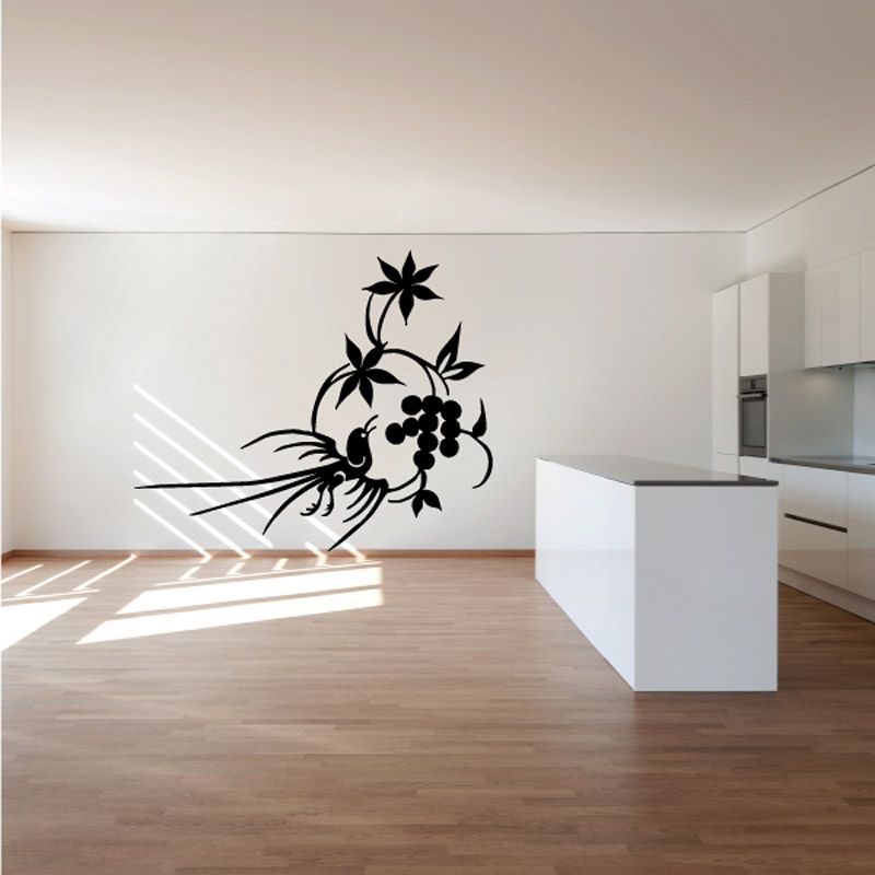 Image of Swirl Floral Bird Decal