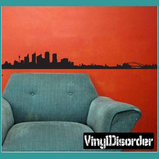 Black Sydney skyline decal with bridge silhouette