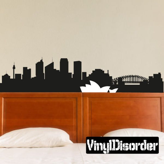 Sydney skyline wall decal, black city silhouette with bridge and opera house