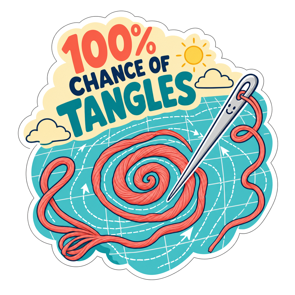 100% Chance of Tangles Embroidery Vinyl Sticker