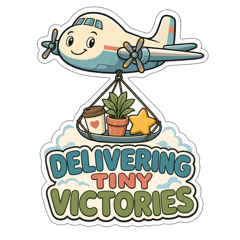 Delivering Tiny Victories Vinyl Sticker