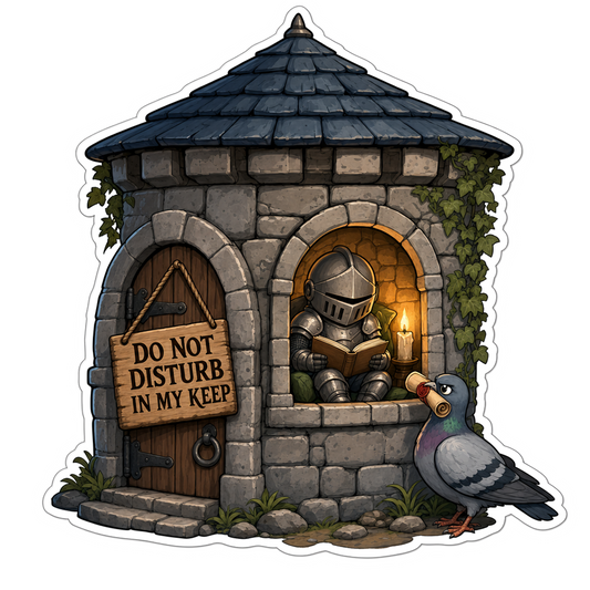 Do Not Disturb sticker featuring a knight at a stone door icon