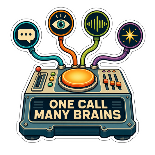 Robot brain circuit graphic sticker with white border