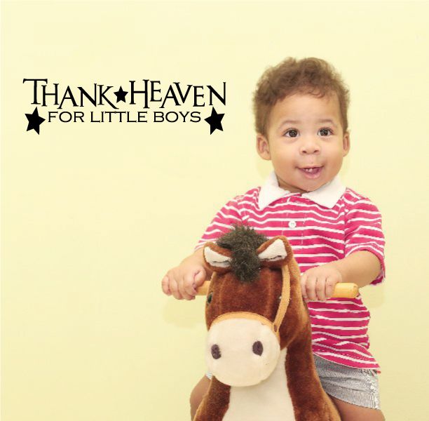 Wall decal: Thank Heaven for Little Boys text with star accents