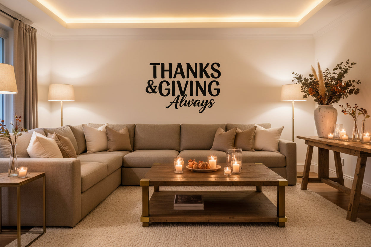 Thanksgiving wall decal with 'THANKS & GIVING Always' lettering
