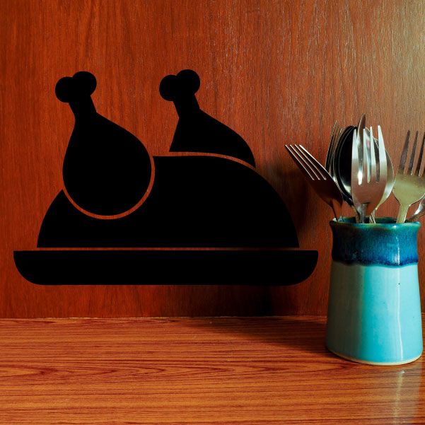Thanksgiving roasted turkey decal, black turkey silhouette on dark tray