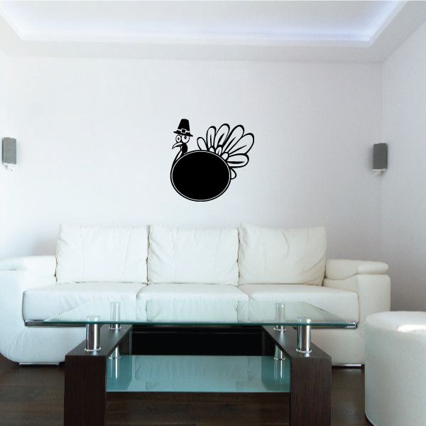 Turkey decal wearing pilgrim hat with white feather details