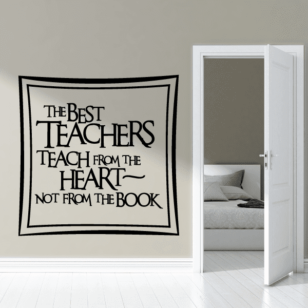 Teacher quote wall decal with bold black text in a white framed border