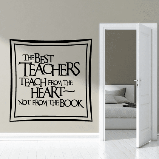 Teacher quote wall decal with bold black text in a white framed border