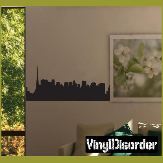Tokyo Japan wall decal, black city skyline silhouette