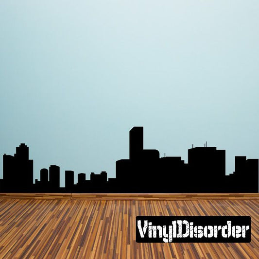Tokyo Japan skyline wall decal, black city silhouette with white stylized lettering