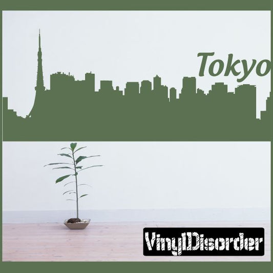 Tokyo Japan skyline wall decal with partial "Tokyo" text