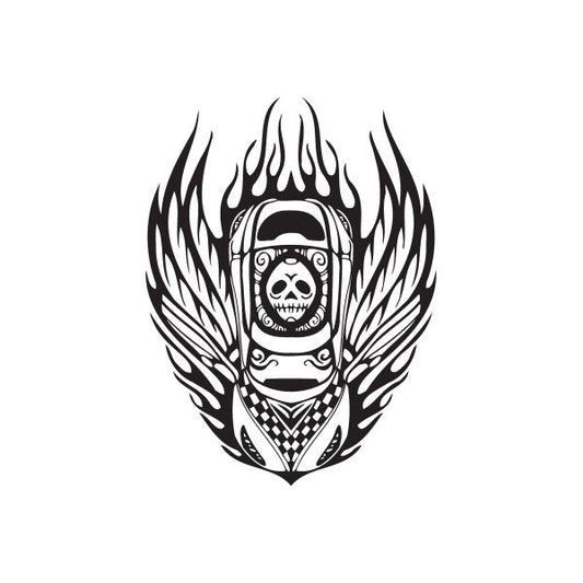 Image of Top View Car Flames Decal