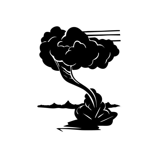 Black tornado cloud vinyl decal sticker with swirling funnel and motion lines
