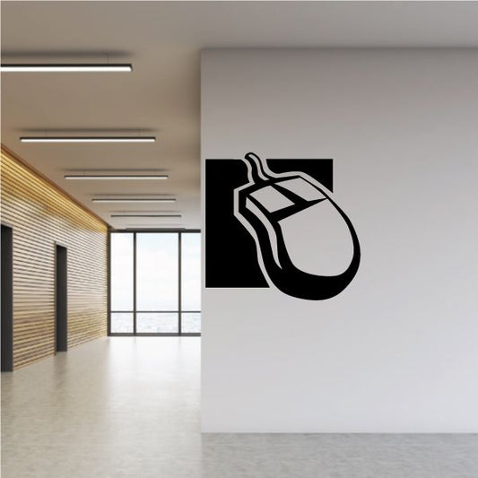 Track ball mouse decal with black stylized mouse icon